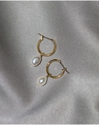 SAINT VALENTINE - Mini Keshi Pearl Hoops - Gold