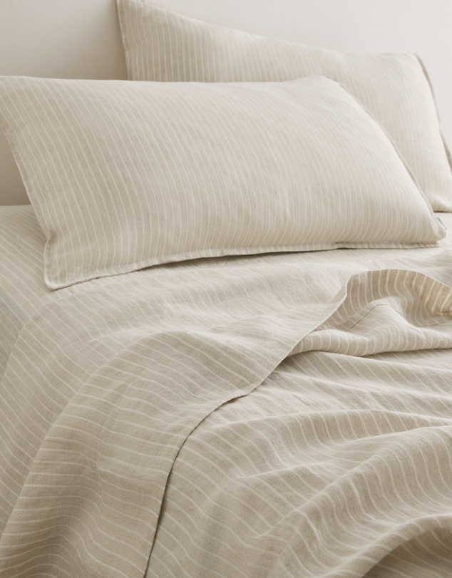 Country Road - Skye Linen Queen Flat Sheet