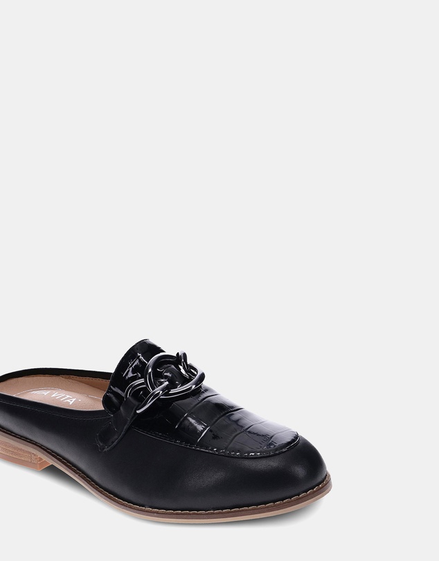 Mia Vita - Trudy Mule - Black/Black Croc