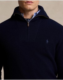 Polo Ralph Lauren - Waffle Wool-Cotton Quarter-Zip Sweater