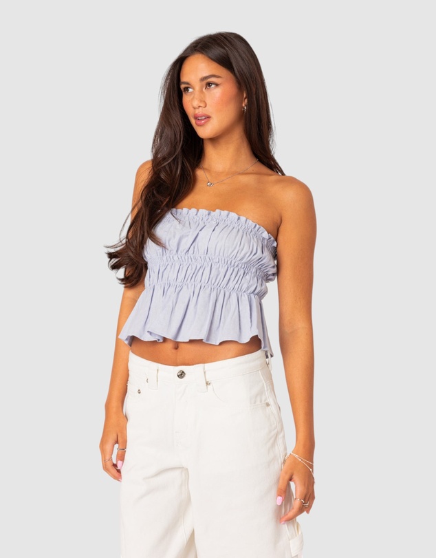 EDIKTED - Katherine linen scrunch top