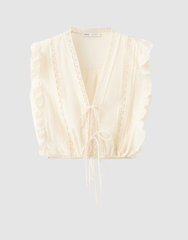 M.N.G - Cotton Ruffled Lace Blouse