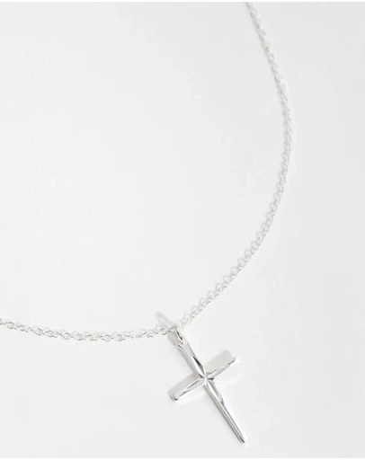 Lovisa - Sterling Silver Diamond Cut Cross Necklace