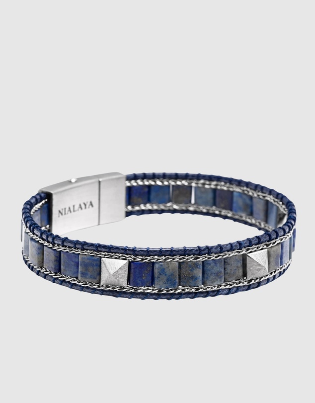 Nialaya Jewellery - Blue Lapis Stud Bracelet