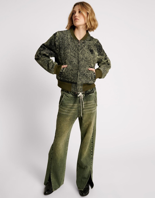 ONE TEASPOON - Black Khaki Denim Bomber Jacket