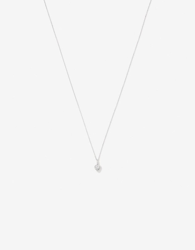 Michael Hill - Heart Shape Cubic Zirconia Halo Pendant Necklace in Sterling Silver
