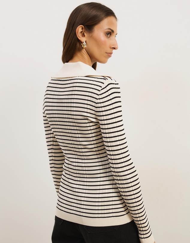 Atmos&Here - Noa Button Front Striped Cardigan