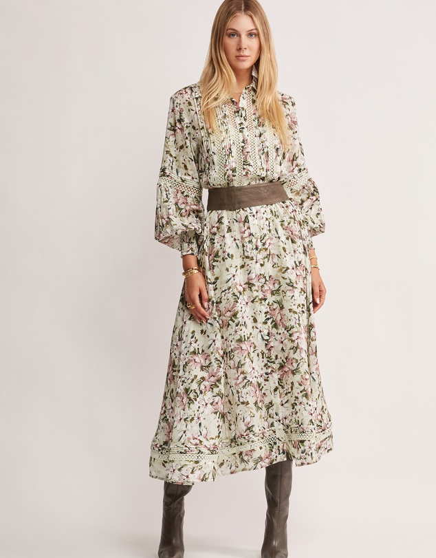 strapless open back dress Garden Party Floral V-Neck Twist Cut-Out Midi Dress