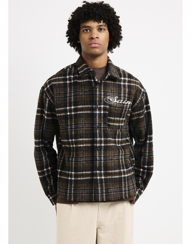 Black Noise White Rain - Script Long Sleeve Flannel