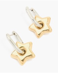 Lovisa - Waterproof Mixed Metals Plated Stainless Steel Small Star Huggie Earrings