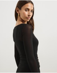 Atmos&Here - Dani Long Sleeve Mesh Midi Dress
