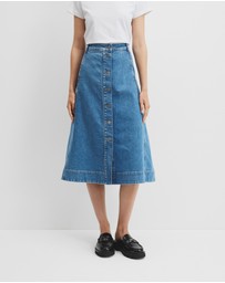 Country Road - A-line Denim Midi Skirt