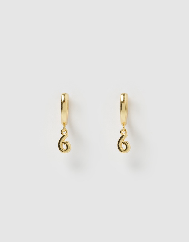 Izoa - Number 6 Huggie Earrings