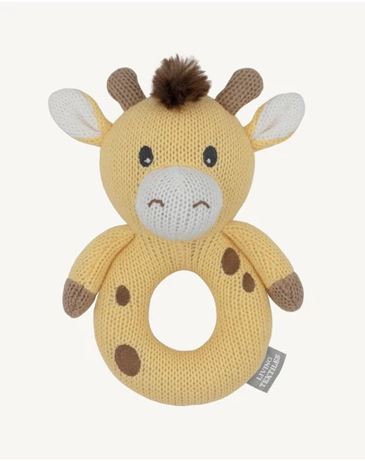 Living Textiles - Knitted Ring Rattle - Noah the Giraffe