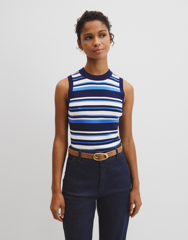 Country Road - Australian Merino Crew Neck Stripe Knit Tank