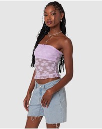EDIKTED - Ballet Sheer Lace Tube Top