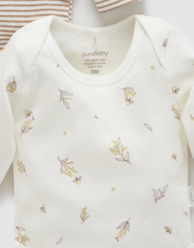 Purebaby - Easy Neck L/S Bodysuit 2 pack-Babies