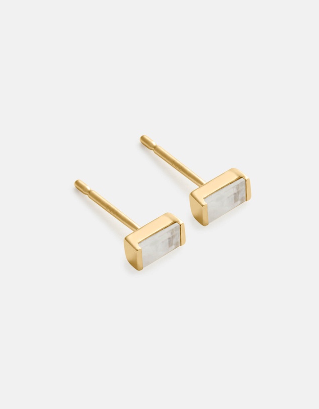 Kirstin Ash - Baguette Birthstone Studs June - Moonstone
