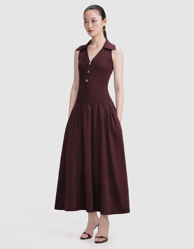 Self Portrait - Ribbed Knit Midi Dress