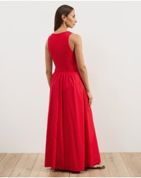 Atmos&Here - Bonnie Scoop Neck Contrast Midi Dress