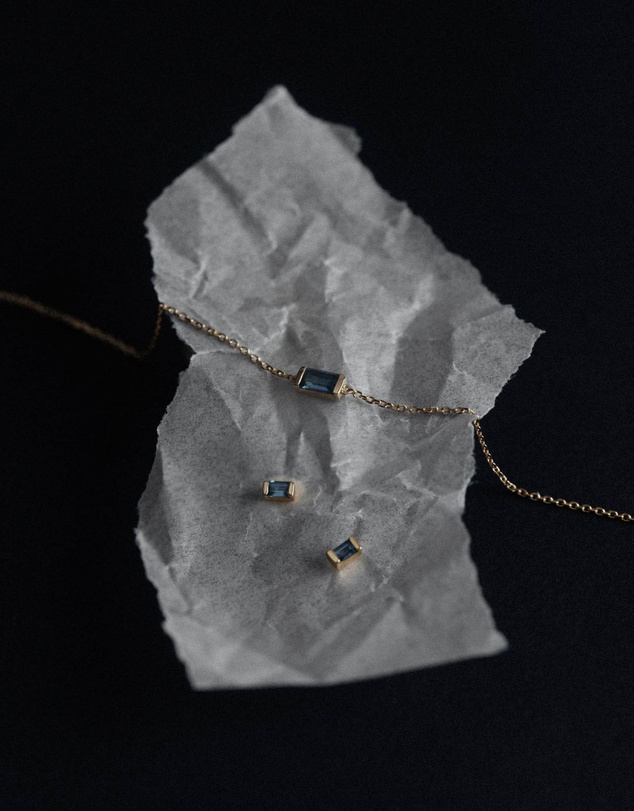 Kirstin Ash - Baguette Birthstone Studs October - Rhodolite Garnet