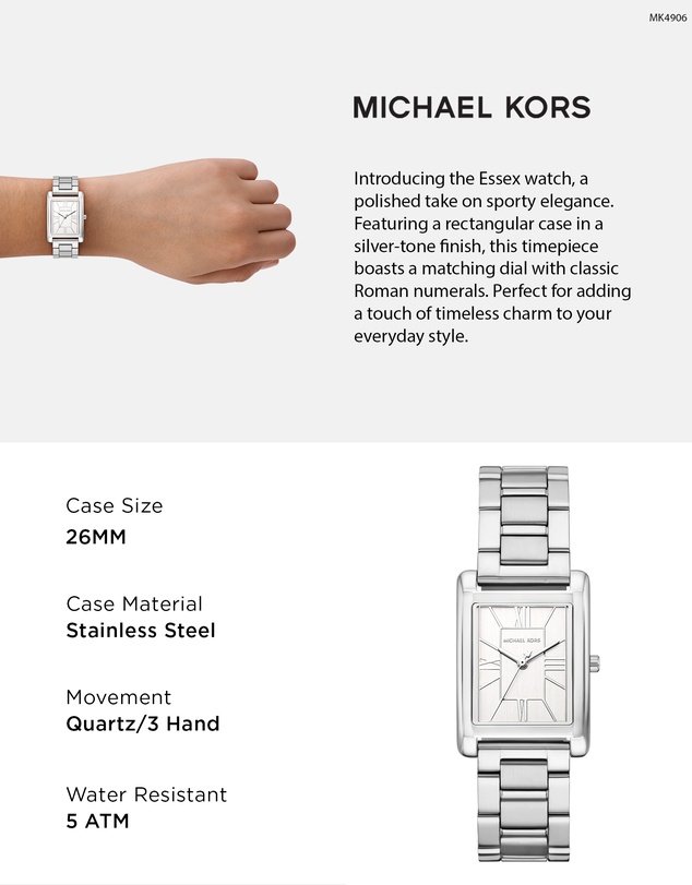 Michael Kors - Essex Silver Tone Analogue Watch