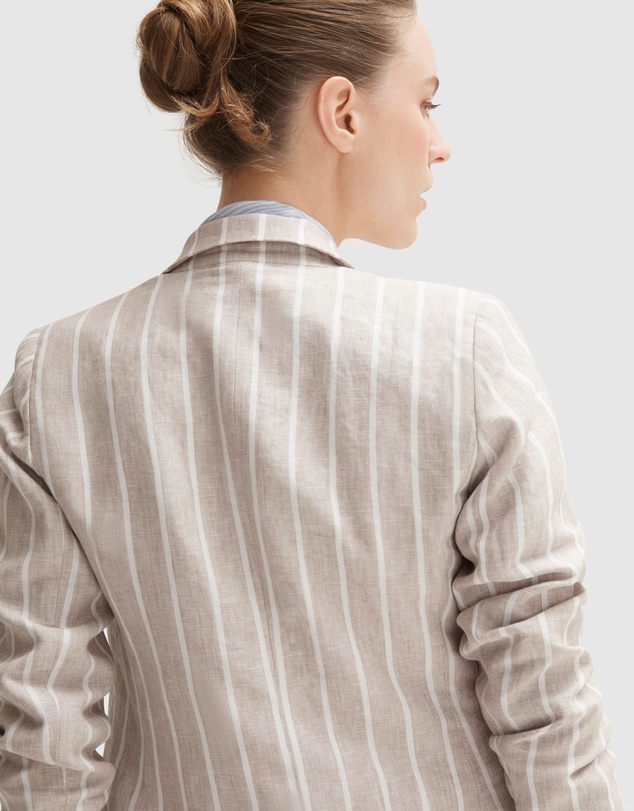 Trenery - Linen Yarn Dyed Stripe Double Breasted Blazer