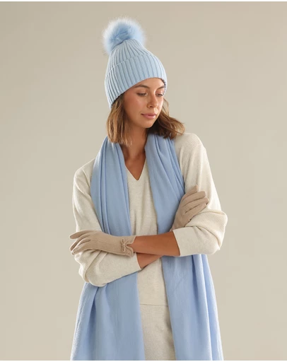 Morgan & Taylor - Valentine Wool-Blend Beanie in Pale Blue