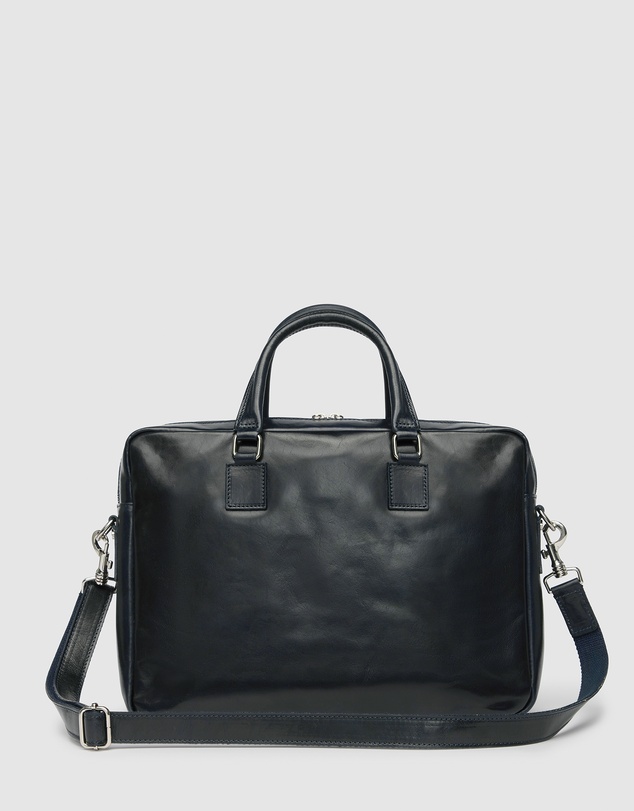 Republic of Florence - The Tokyo Blue Leather Laptop Briefcase