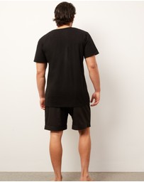 Wanderluxe Sleepwear - The Sable Boxer Shorts And Black Jersey T-Shirt