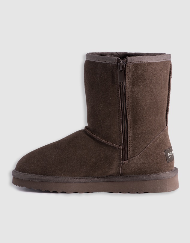 AusWooli Ugg Boots - Bronte Mid Calf Zip-Up Sheepskin Boot