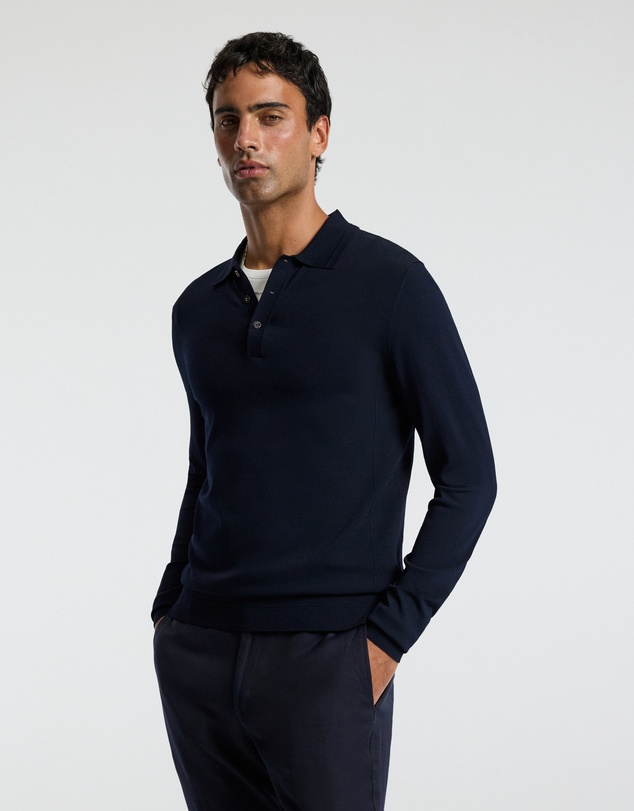 Calibre - Long Sleeve Tech Knit Polo Naval Blue