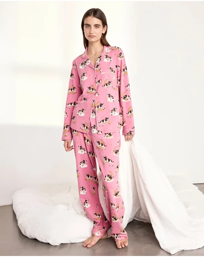 Chelsea Peers - Organic Cotton Cows On Moon Long Pyjama Set