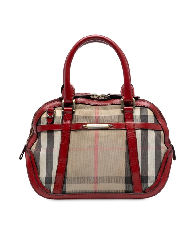 Pre-Loved by Azura Reborn - Pre-Loved Small Leather Trimmed House Check Canvas Bridle Orchard Satchel