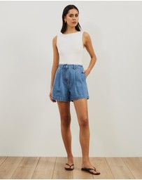 Atmos&Here - Devon Pleated Denim Shorts