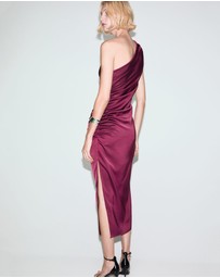 M.N.G - Asymmetrical Satin Dress With Side Slits