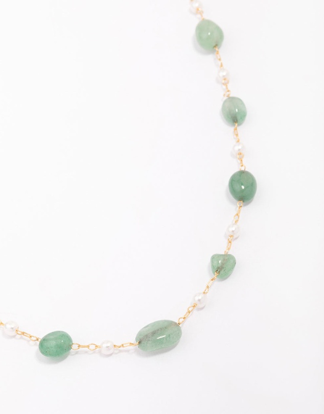 Lovisa - Gold Plated Alternating Semi-Precious Stone Chain Necklace