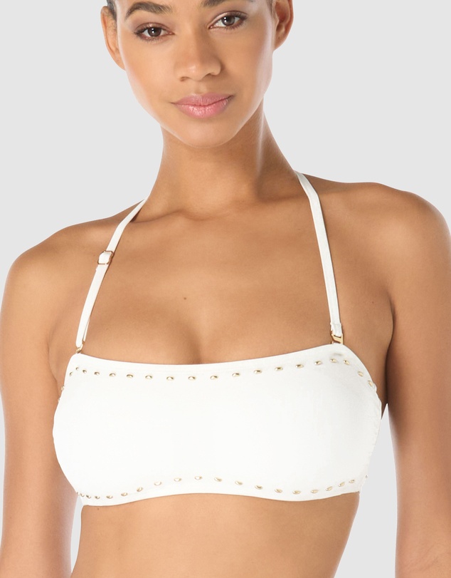 Michael Kors - Gold Studded Removable Halter Strap Bandeau Bikini Top