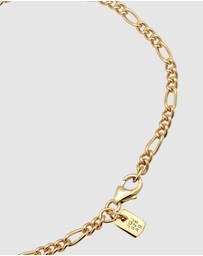 Kuzzoi - ICONIC EXCLUSIVE - Bracelet Male Cross Figaro Chain 925 Sterling Silver Gold Plated