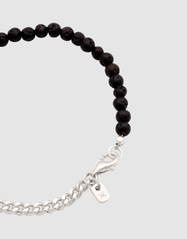 Kuzzoi - ICONIC EXCLUSIVE - Lava Bead and Chain Bracelet in 925 Silver