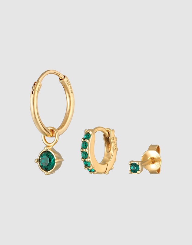 Elli Jewelry - Crystal Earring Set in Gold-Plated 925 Silver
