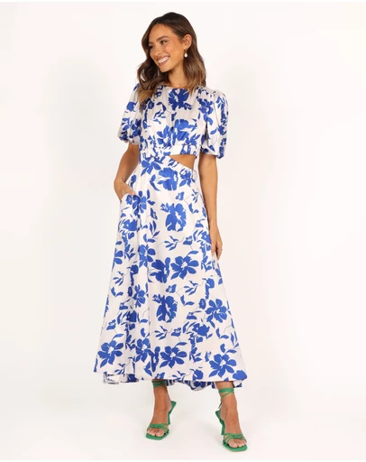 Petal & Pup - Aminah Puff Sleeve Dress - Blue Floral