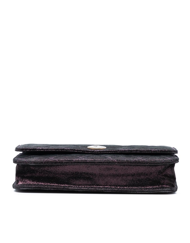 Pre-Loved by Azura Reborn - Pre-Loved Quilted Iridescent Lambskin Tartan Button Wallet On Chain