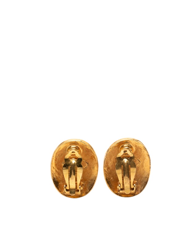 Pre-Loved by Azura Reborn - Pre-Loved Gold Plated CC Oval Clip on Earrings