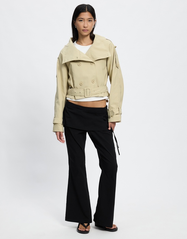 Lioness - Blanc Cropped Trench Coat - ICONIC EXCLUSIVE