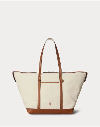 Polo Ralph Lauren - Leather-Trim Canvas Large Shopper Tote - The ICONIC Exclusive