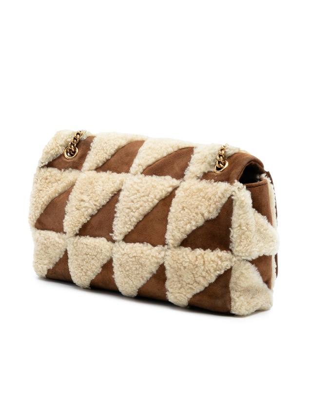 Pre-Loved by Azura Reborn - Pre-Loved Medium Suede and Shearling Patchwork Jamie Shoulder Bag