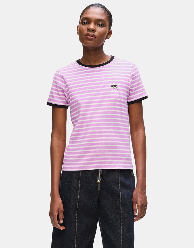 Karl Lagerfeld - Ikon Patch Striped Rib T-Shirt