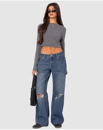EDIKTED - Debbie Distressed Low Rise Jeans