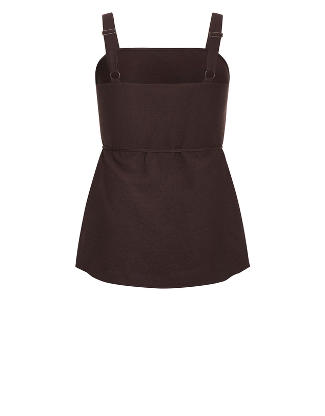 City Chic - Plus size Alexi Longline Tie Waist Top - chocolate